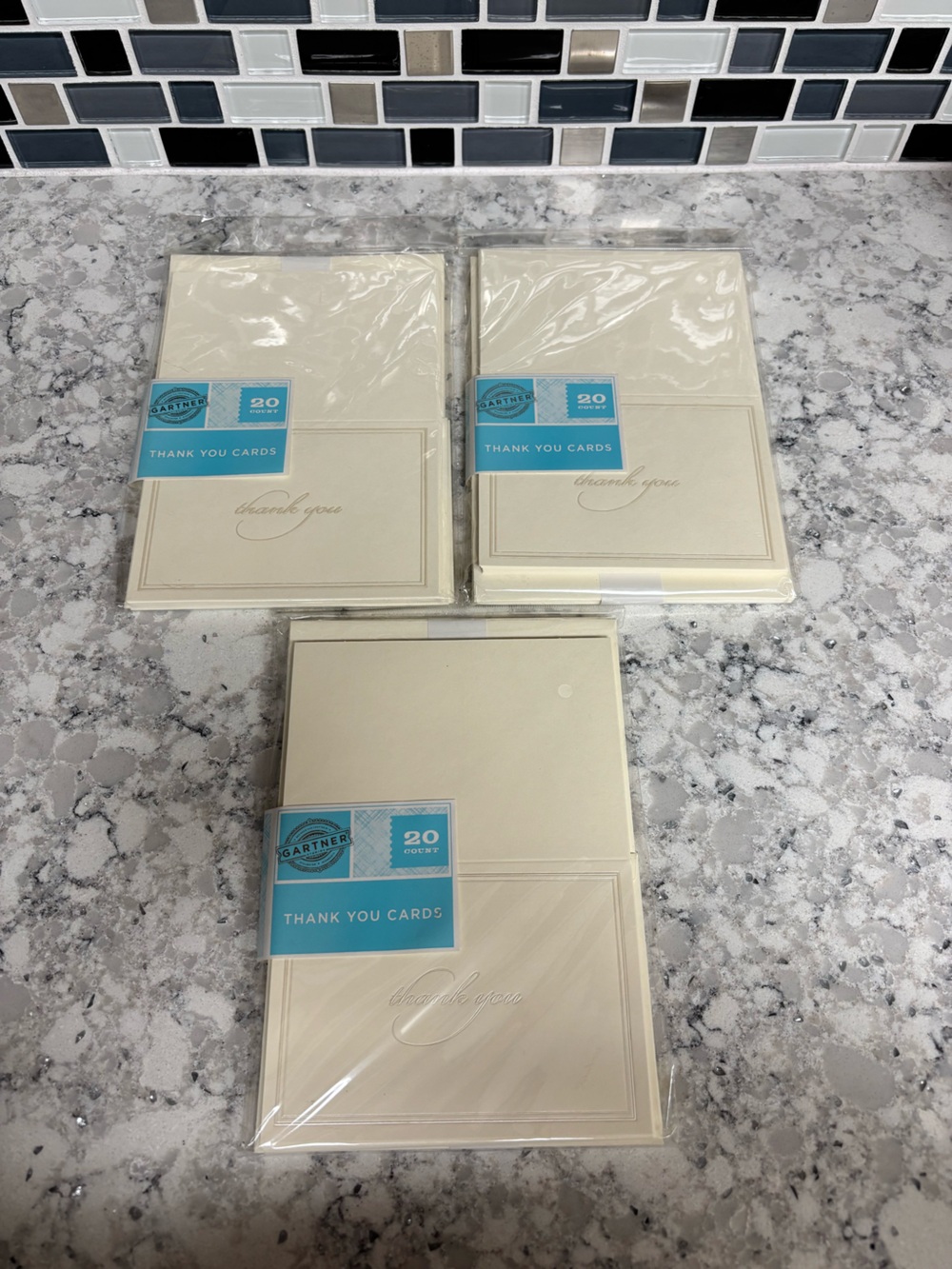Gartner Studios Cream Thank You Cards with Gold Script (3 Packs) 20 Cards each